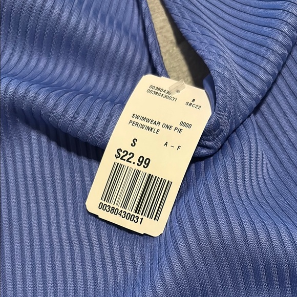 Forever 21 Blue Ribbed One Piece Swimsuit - Picture 2 of 3